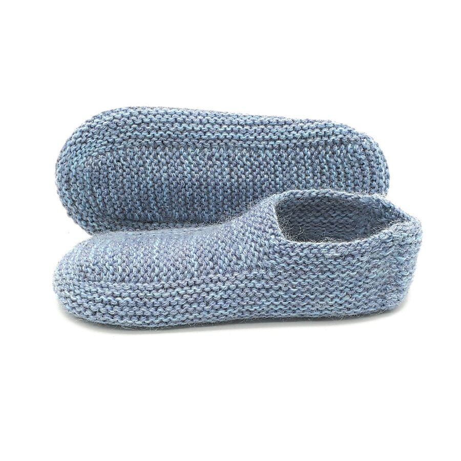 Knitted slippers light blue (size: 37-38)