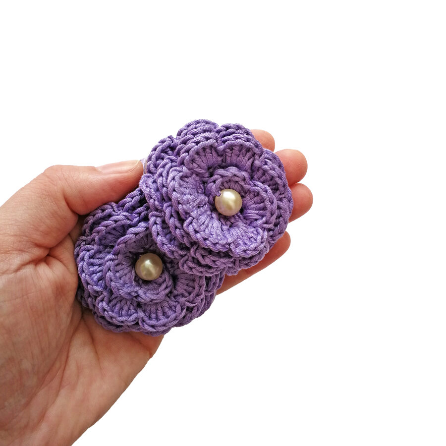 Hair bands "Flowers with a bead" (lilac)