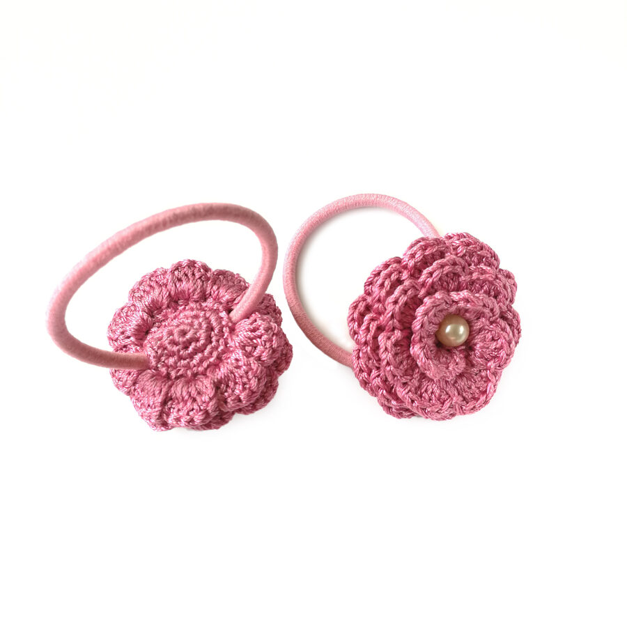 Hair bands "Flowers with a bead" (rose)