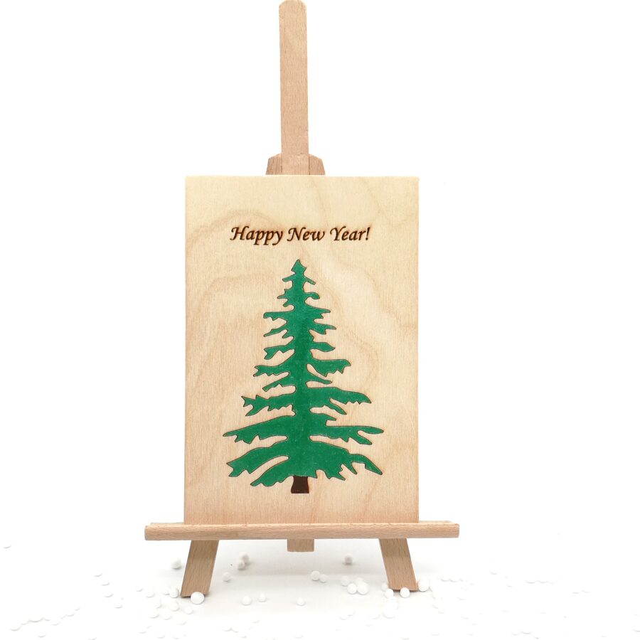 Christmas wooden greeting card "Happy New Year!"