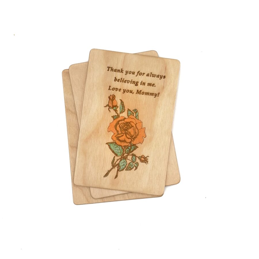 Wooden greeting card "Love you, Mommy"