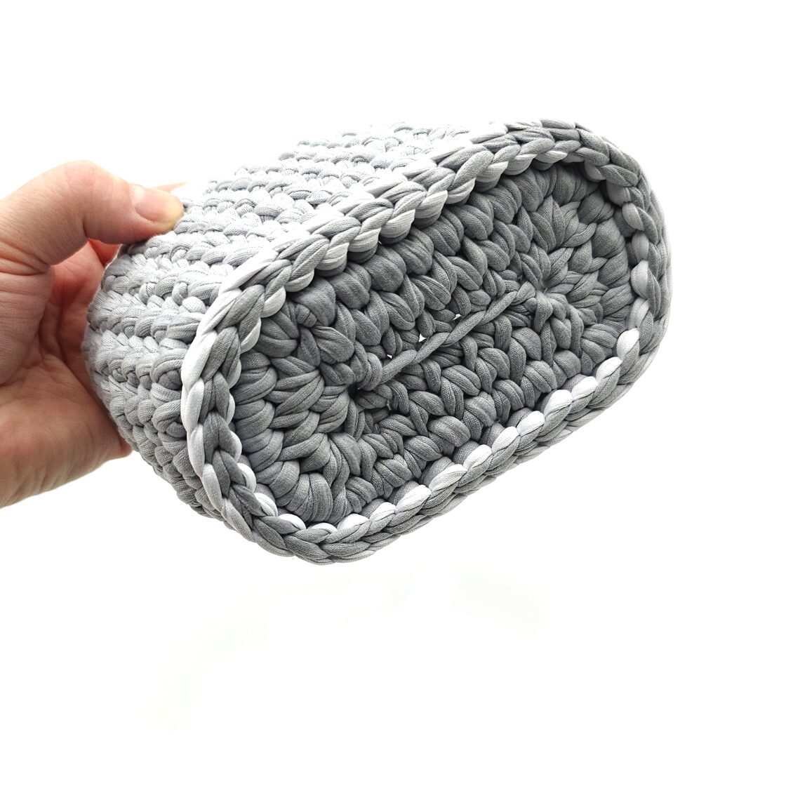 Crocheted storage basket (rectangle, grey)