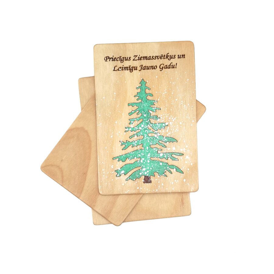 Christmas wooden greeting card "Merry Christmas and Happy New Year"