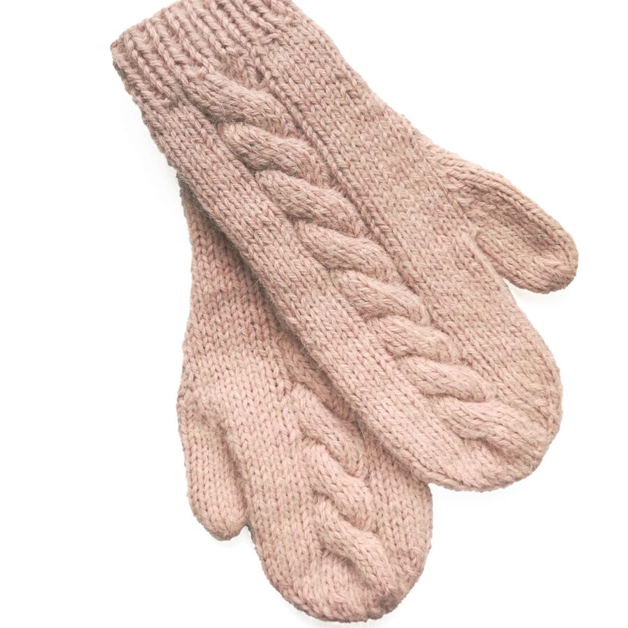 One Color Mittens with braid