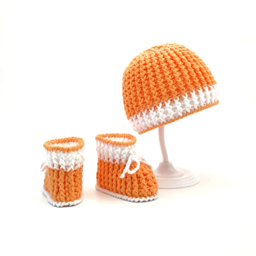 Orange baby set (Hat and booties)