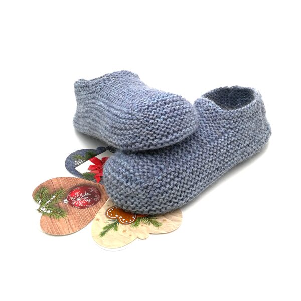 Knitted slippers light blue