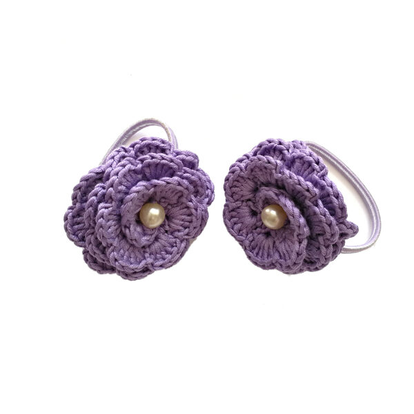 Matu gumijas "Ziediņi ar pērlīti" (violets)