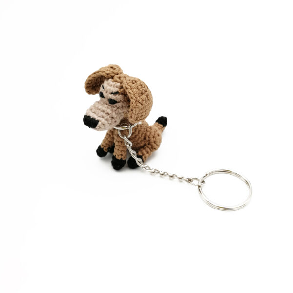 Keychain with mini dog. Key accessory for dog lovers. Pocket puppy toy.