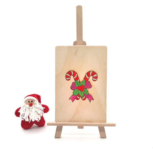 Personalized  Christmas wooden greeting card "Candy Cane"