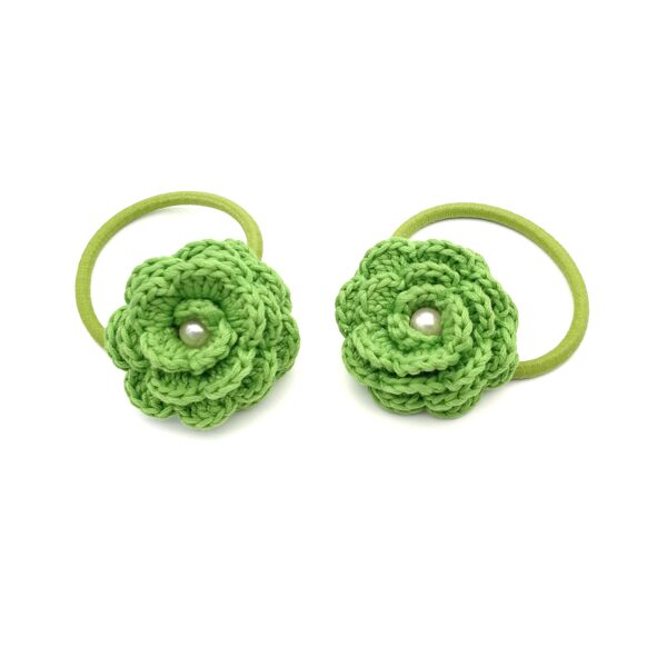 Hair bands "Flowers with a bead" (green)